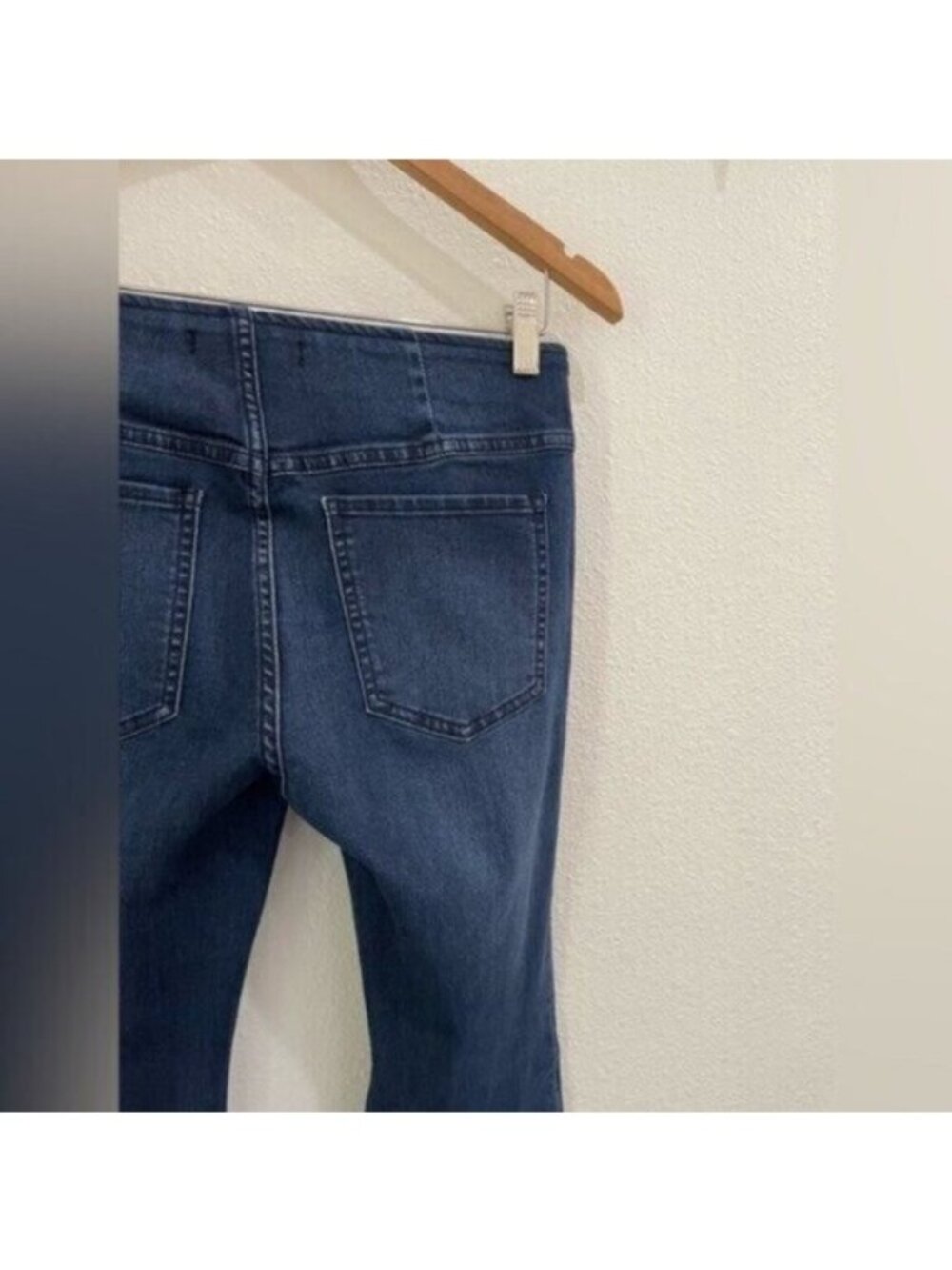 Free People Flare Boho Jeans Pull On Western Mod Dark Wash Stretch Low Rise - Picture 9 of 9